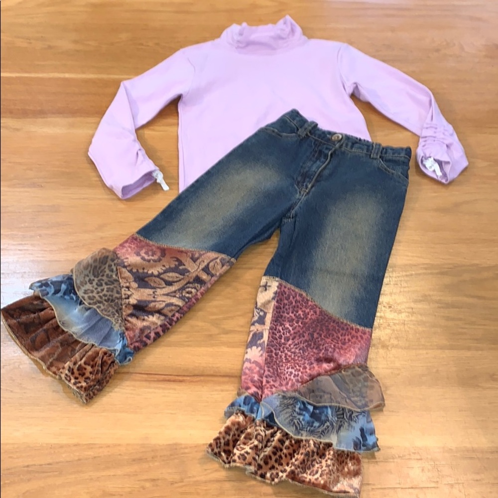 LITTLE MASS~MAGIE & ZOE Sz 4 Jeans Turtleneck Top